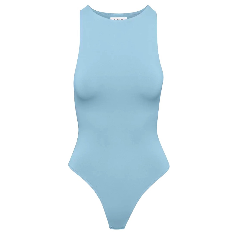 Aritzia Light Blue Sleeveless High-Neck Bodysuit
